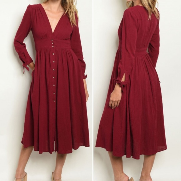 NAVY BUTTON DOWN DRESS - Picture 4 of 8